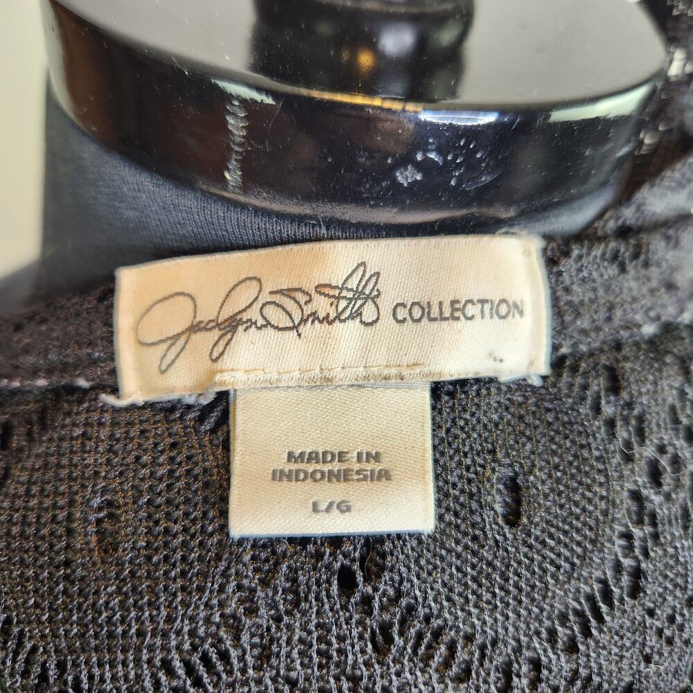 Jaclyn Smith Collection Black Lace Beach Cover Up Hooded Full Zip L - Picture 4 of 5